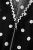 Brown Polka Dot Print Contrast Trim V Neck Zip Up Sleeveless Dress