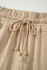 Mist Blue Solid Color Loose Tee Drawstring Wide Leg Pants 2pcs Outfit