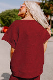 Gray Textured Loose Fit T Shirt & Drawstring Pants Set