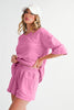 Bonbon Loose V Neck Tee and Drawstring Shorts Set