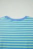 Green Stripe Striped Ribbed Cotton Two-Piece Pant Set with Chest Patch Detail