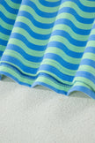 Green Stripe Striped Ribbed Cotton Two-Piece Pant Set with Chest Patch Detail