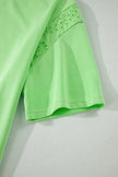 Sachet Pink Lace Patchwork Half Sleeve Top Elastic Waist Pants Two Piece Set