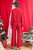 Gray Morn Varsity Striped Detail Cropped Pullover Wide Leg Pants 2pcs Outfit