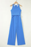 Yellow Cream Slim Ribbed Tank Top and Sweatpants Set