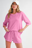 Bonbon Loose V Neck Tee and Drawstring Shorts Set