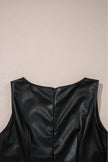 Black Faux Leather Sleeveless Round Neck Mini Dress