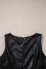 Black Faux Leather Sleeveless Round Neck Mini Dress