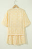 White Polka Dot Short Sleeve Loose Top Drawstring Shorts Set