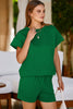 Red Dahlia Textured Short Sleeve Top and Shorts Set