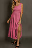 Black Shirred Pleated Square Neck Sleeveless Midi Dress