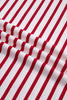 Red Stripe Scallop Trim Casual Top 2pcs Short Set