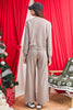 Gray Morn Varsity Striped Detail Cropped Pullover Wide Leg Pants 2pcs Outfit