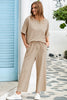 Oatmeal 3D Lattice Texture Sporty Dolman Top Drawstring Pants Set