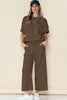 Gray Textured Loose Fit T Shirt & Drawstring Pants Set