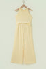 Yellow Cream Slim Ribbed Tank Top and Sweatpants Set
