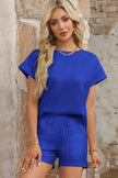 Red Dahlia Textured Short Sleeve Top and Shorts Set