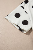 Pink Polka Dot Print Loose Tee Drawstring Elastic Waist Short Set