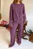 Pink Stripe Casual Long Sleeve Top Drawstring Pant Set