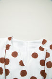 White Polka Dot Printed V Neck Short Sleeve Tie Waist Midi Dress