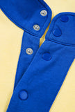 Navy Blue Colorblock Patchwork Half Button Pullover and Shorts Outfit