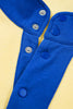 Navy Blue Colorblock Patchwork Half Button Pullover and Shorts Outfit