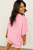 Pink Polka Dot Oversized Top Drawstring Short Set
