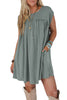 Mist Green Frilled Seam Round Neck T Shirt Dress
