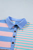 Pink Stripe Exposed Seam Mixed Patchwork Loose Short Set