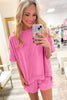 Mint Green Raw Edge Patch Pocket Oversized Top and Shorts Set