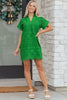 Rose Red Solid Color Eyelet Embroidered T Shirt Mini Dress