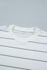 Black Stripe Half Sleeve Tee Drawstring Shorts 2pcs Set