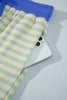 Yellow Stripe Colorblock Trim Crew Neck Loose Tee Drawstring Elastic Waist 2pcs Pant Set