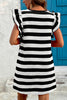 Black Stripe Flutter Sleeve Round Neck Shift Mini Dress