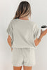 Green Solid Color Puffy Loose Top Drawstring Shorts 2pcs Outfit