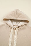 Dark Khaki Drawstring Pullover Hoodie and High Waist Pants Corduroy Suit