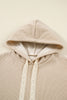 Dark Khaki Drawstring Pullover Hoodie and High Waist Pants Corduroy Suit