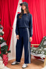 Gray Morn Varsity Striped Detail Cropped Pullover Wide Leg Pants 2pcs Outfit