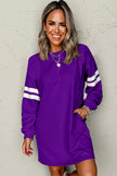 Black Preppy Striped Sleeve Loose Mini Dress