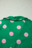 Pink Polka Dot Print V Neck Tee Short Set