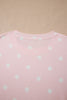 White Polka Dot Short Sleeve Loose Top Drawstring Shorts Set