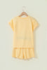 Yellow  Eyelet Lace Patchwork Sleeve Short 2pcs Outfit