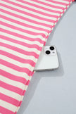 Pink Stripe Contrast Patchwork Short Sleeve T Shirt Shift Dress