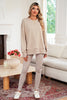 Black Solid Color Oversize Slit Sweatshirt Ribbed Leggings 2pcs Set