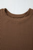 Chestnut Corded Long Sleeve Top and High Waist Shorts Set