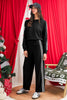 Gray Morn Varsity Striped Detail Cropped Pullover Wide Leg Pants 2pcs Outfit
