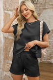 Red Dahlia Textured Short Sleeve Top and Shorts Set