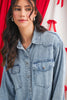 Beau Blue Chest Pocket Raw Hem Denim Loose Shirt Dress