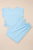Beau Blue Solid Color Cropped Tank Top and Jogger Pants Set