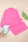 Wisteria Solid Color Collared Pullover and Central Seam Pants Set